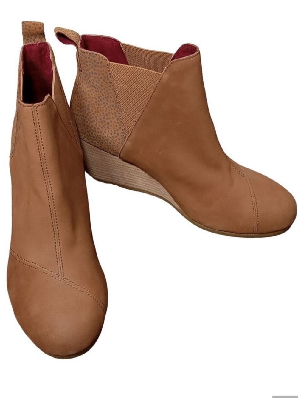 TOMS Kelsey Wedge Ankle Bootie Tan Suede Women's 10 NWOB